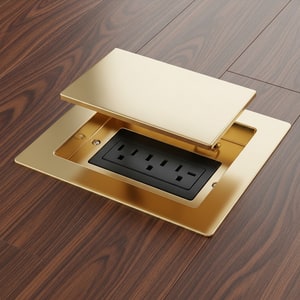 Gold-plated brass 3-gang floor socket