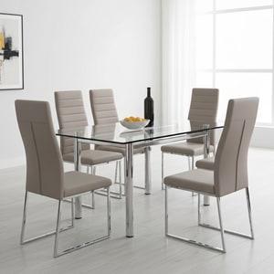 Tempered-glass dining table for 6