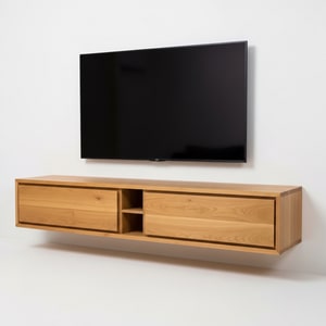 Wall-mounted oak TV cabinet