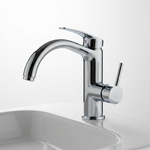 Plated-brass hot/cold basin faucet