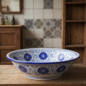 Hand-painted ceramic basin