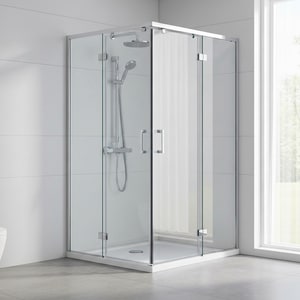 1.2m L-shape glass shower room