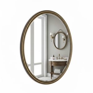 Antique-gold oval framed mirror