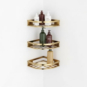 3-tier brass corner shelf