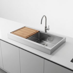 90cm workstation sink with cutting board