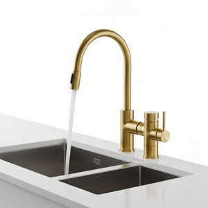 Brass tall-low dual faucet