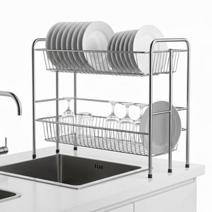 2-tier 304 stainless steel dish rack