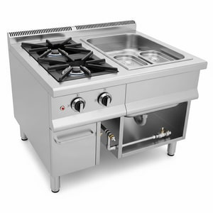2-burner commercial gas range with sink