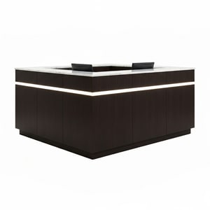 Wood and stone reception desk