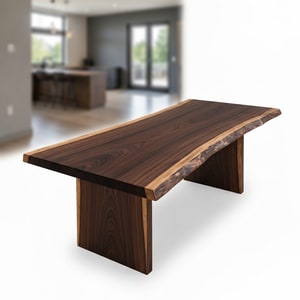 Solid-slab walnut table