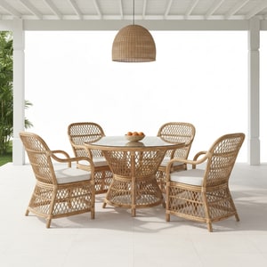 Handcrafted rattan table set