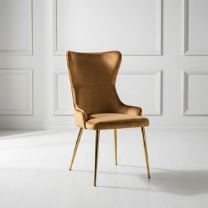 Antique-gold velvet dining chair