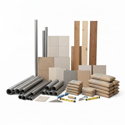 Set engineered wood flooring — marble / granite / cement-…