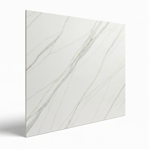 Premium Calacatta Marble Porcelain Slab, 1200×2400mm, Gold-Gray Veining