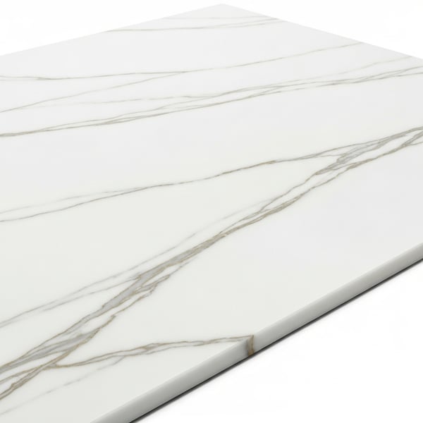 Premium Calacatta Marble Porcelain Slab, 1200×2400mm, Gold-Gray Veining