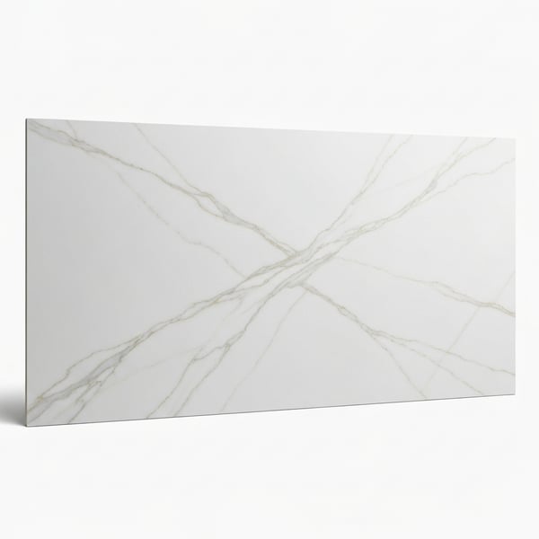 Premium Calacatta Marble Porcelain Slab, 1200×2400mm, Gold-Gray Veining