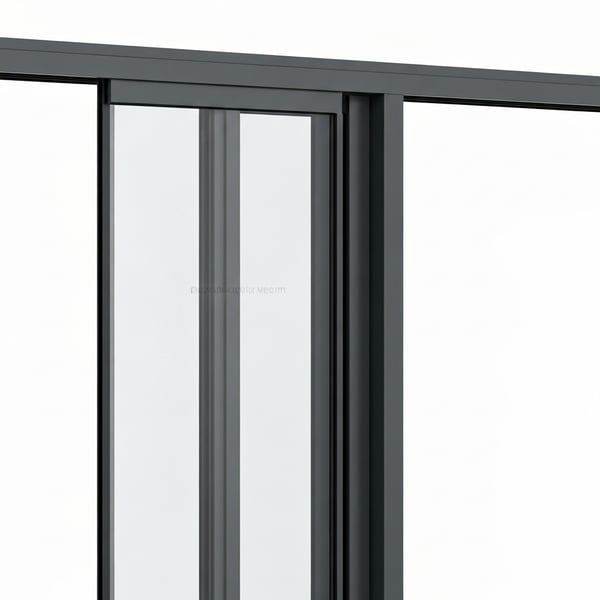Xingfa System-55 Aluminum Door, 4-Panel, 12mm Tempered Glass, Charcoal-Gray Frame