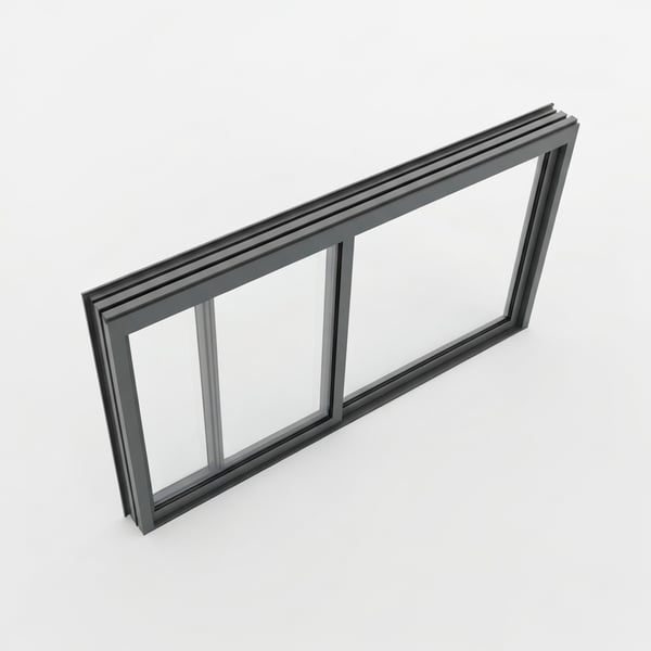 Xingfa System-55 Aluminum Door, 4-Panel, 12mm Tempered Glass, Charcoal-Gray Frame