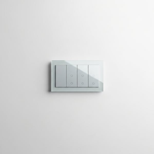 Smart WiFi Touch Switch Set, 4-Gang, Tuya Smart Life, Tempered-Glass Panel