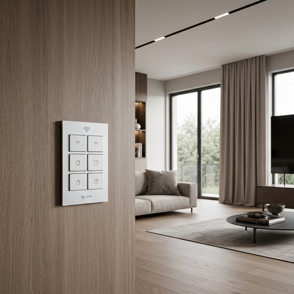Smart WiFi Touch Switch Set, 4-Gang, Tuya Smart Life, Tempered-Glass Panel