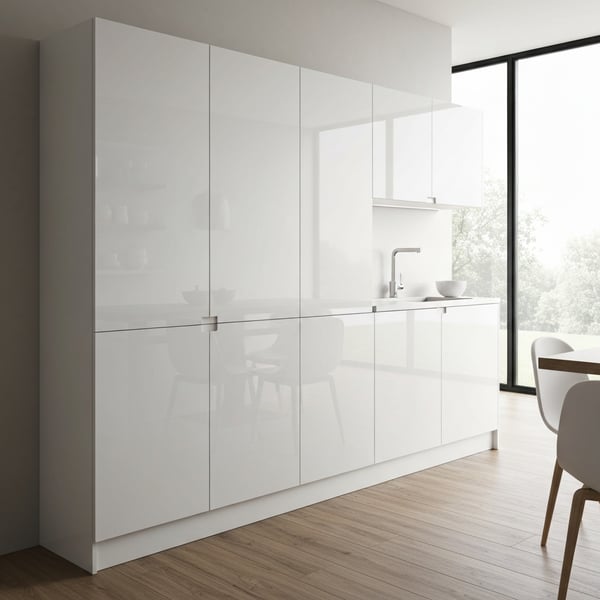 Custom OPPEIN Gloss Acrylic Modular Kitchen Cabinet, Modern Handleless