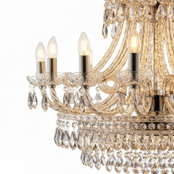 Premium Modern Crystal Chandelier, 12 Dimmable LED Bulbs, for Living Rooms