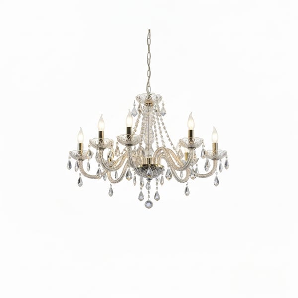 Premium Modern Crystal Chandelier, 12 Dimmable LED Bulbs, for Living Rooms
