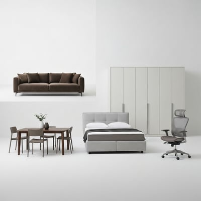 Set kitchen cabinets — oak/walnut/MDF-veneer frame + natural-rubber cushion