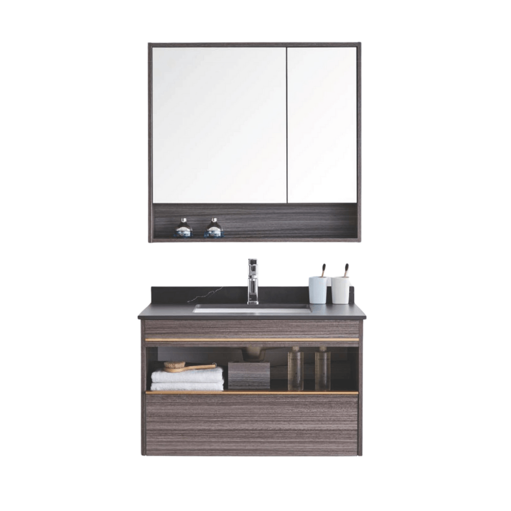 Bộ tủ phòng tắm kèm gương và chậu rửa Bravat M32190Y
