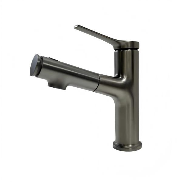 Vòi lavabo Mijic gật gù 1 tay, vòi rút màu xám khói
