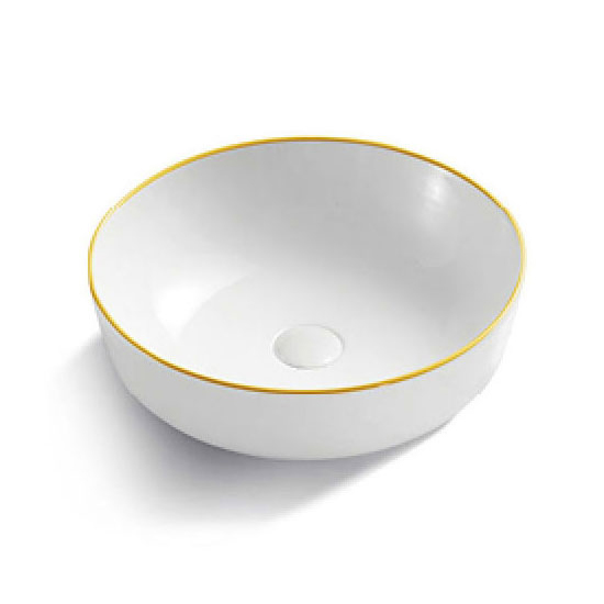 Chậu rửa nghệ thuật đặt bàn Mijic (viền vàng) 33-636